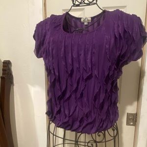 Le Rouge Gently Used Purple Vertical Ruffled Top